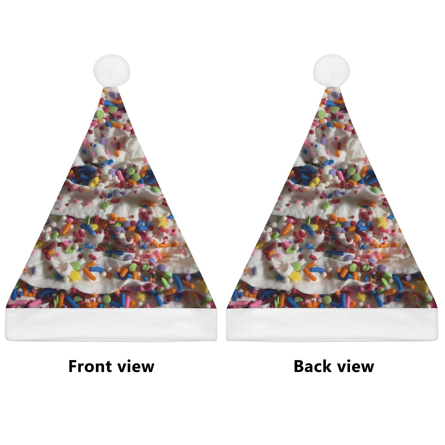 Rainbow Sprinkles and Whipped Cream Christmas Santa‘s Hats