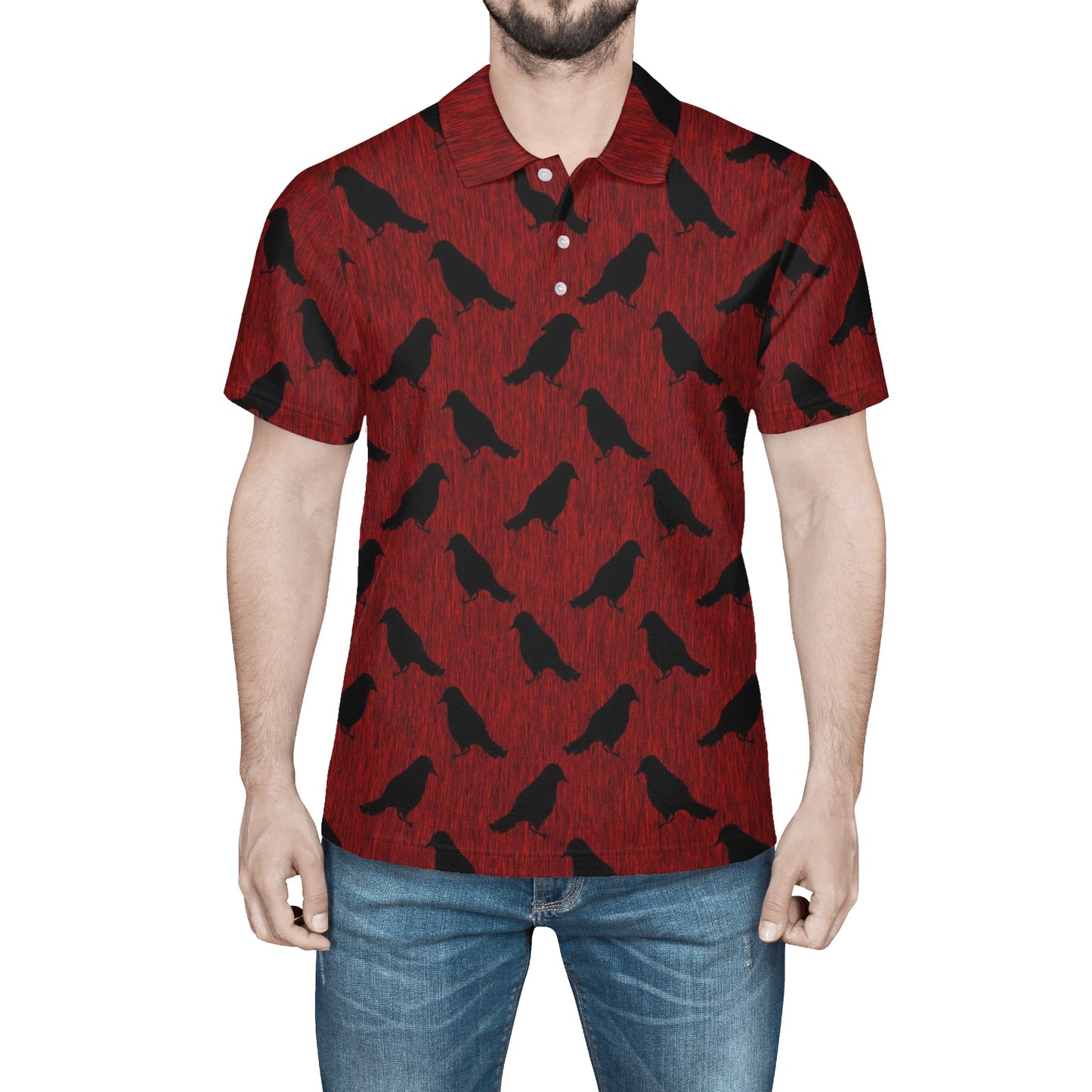 Ravens Pattern Mens All Over Print Polo Shirt