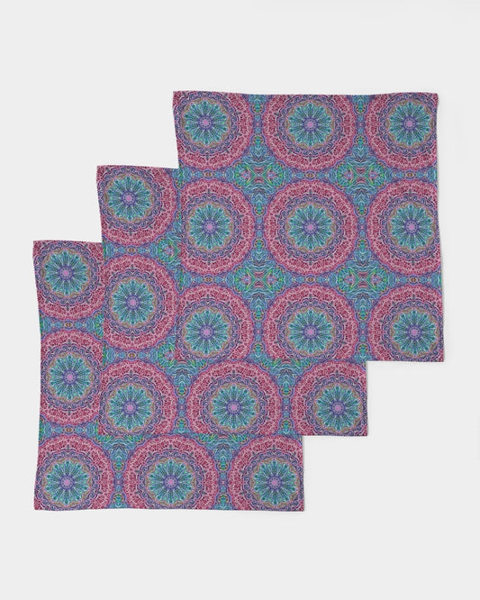 Blue Red Snowflake Kaleidoscope Bandana Set