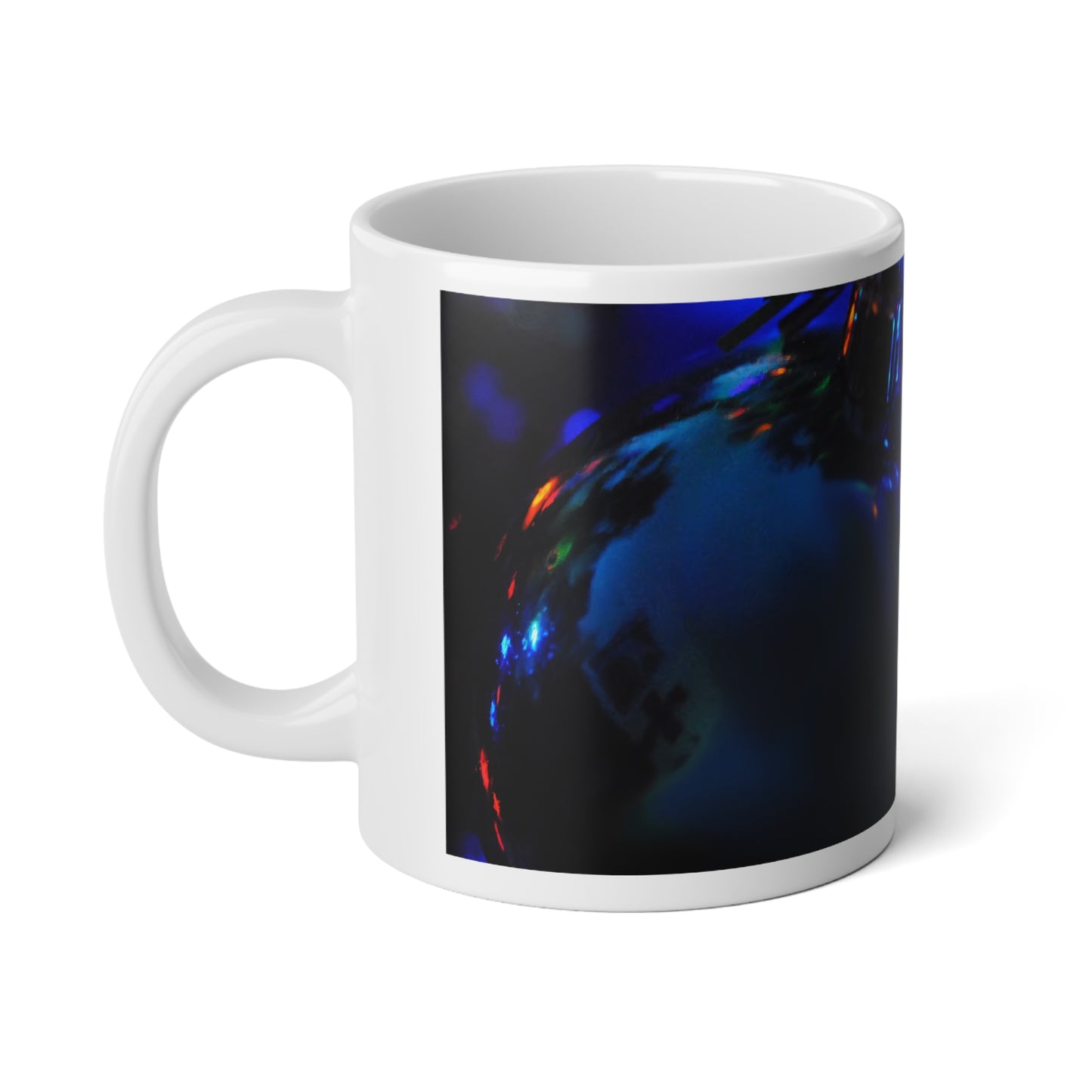 20oz Jumbo Mug — Blue Bokeh Holiday Lights Coffee Cup