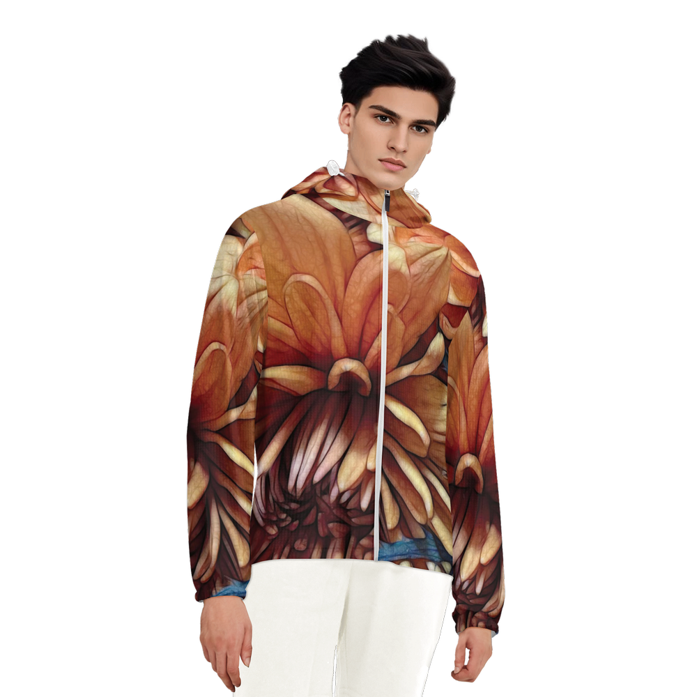 October Flowers 8 Unisex Lightweight Hooded Windbreaker- Water Resistant