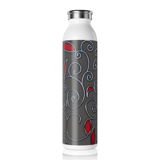 Chrome Vines Floral Slim Water Bottle, Insulated Sports Bottle, Travel Water Bottle, Gift for Her, Eco-Friendly Hydration