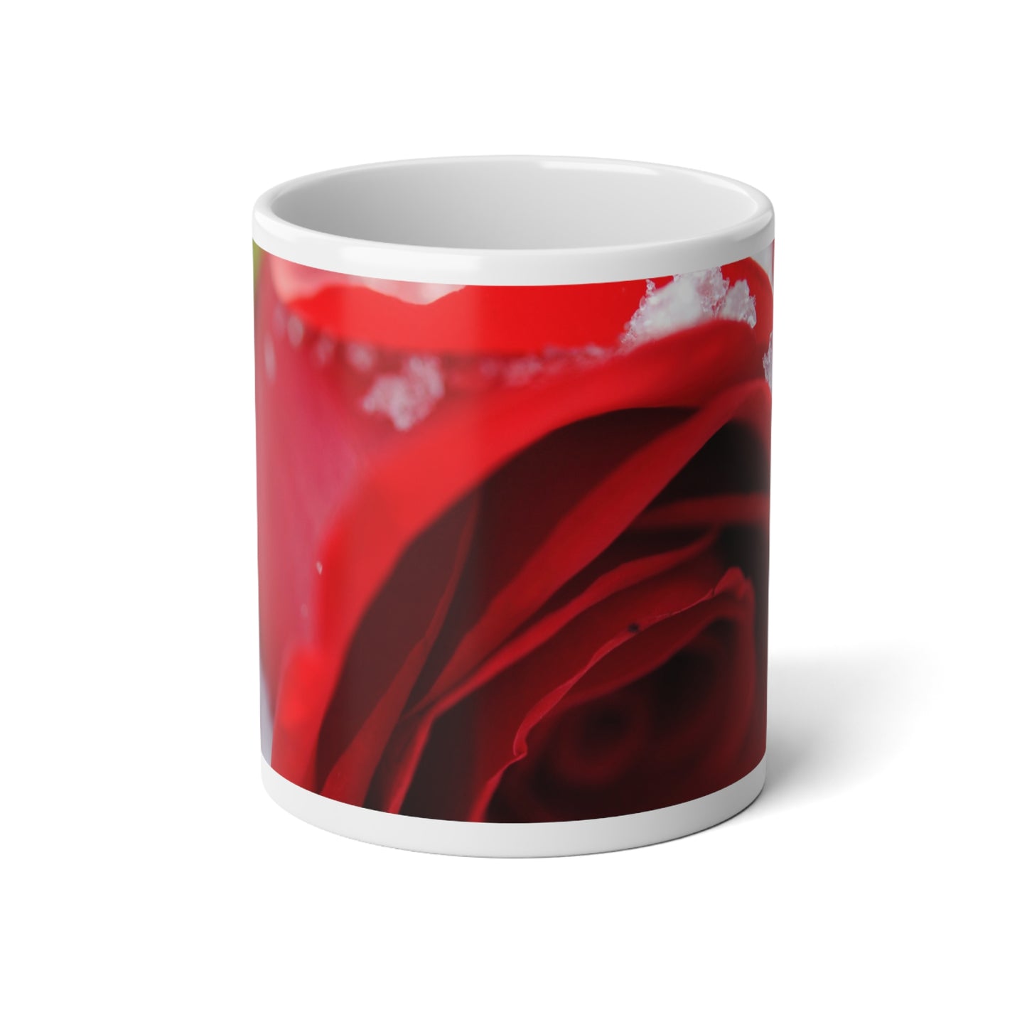 20oz Jumbo Mug — Snow Covered Red Rose Photo Coffee Cup