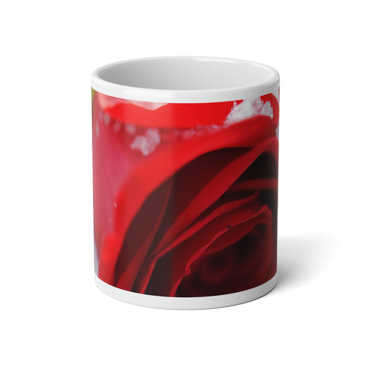 20oz Jumbo Mug — Snow Covered Red Rose Photo Coffee Cup