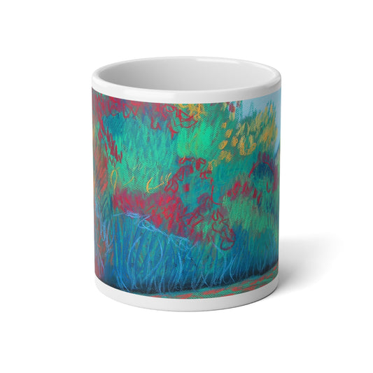 The Hedge Pastel Jumbo Mug, 20oz Coffee Cup, Colorful Tea Mug, Unique Gift for Art Lovers, Decorative Kitchenware, Artistic Drinkware