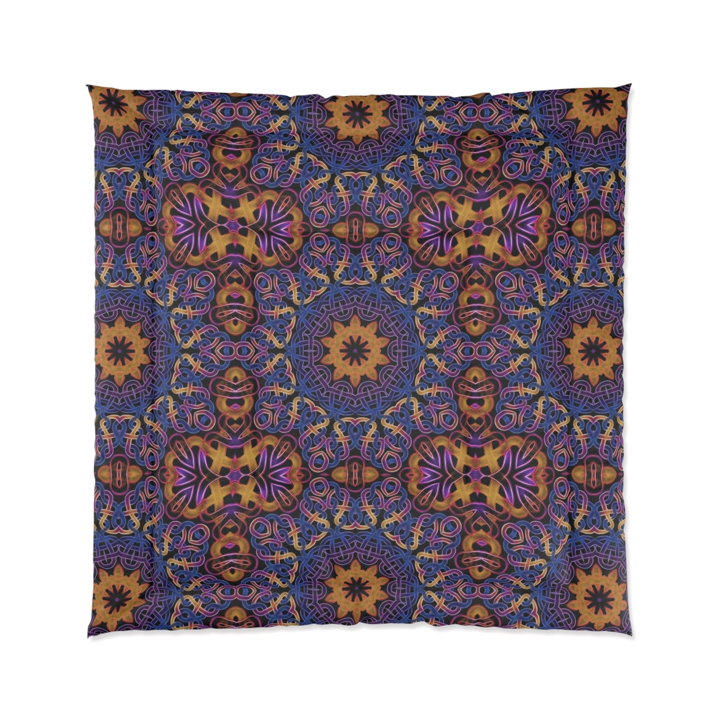 Bohemian Celtic Purple Kaleidoscope Comforter – Floral Mandala Bedspread