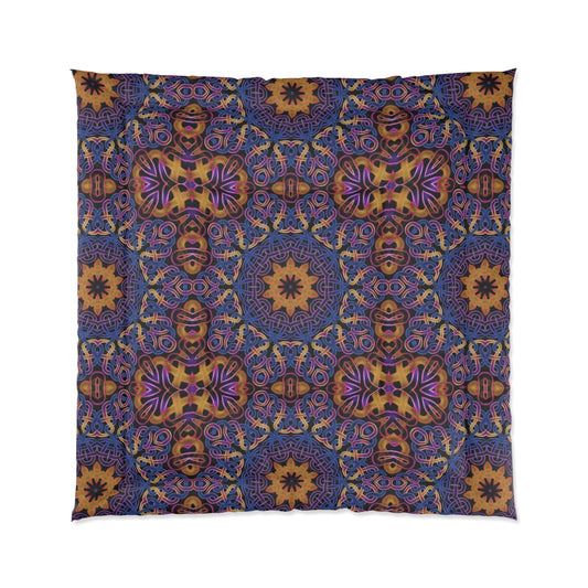Bohemian Celtic Purple Kaleidoscope Comforter – Floral Mandala Bedspread