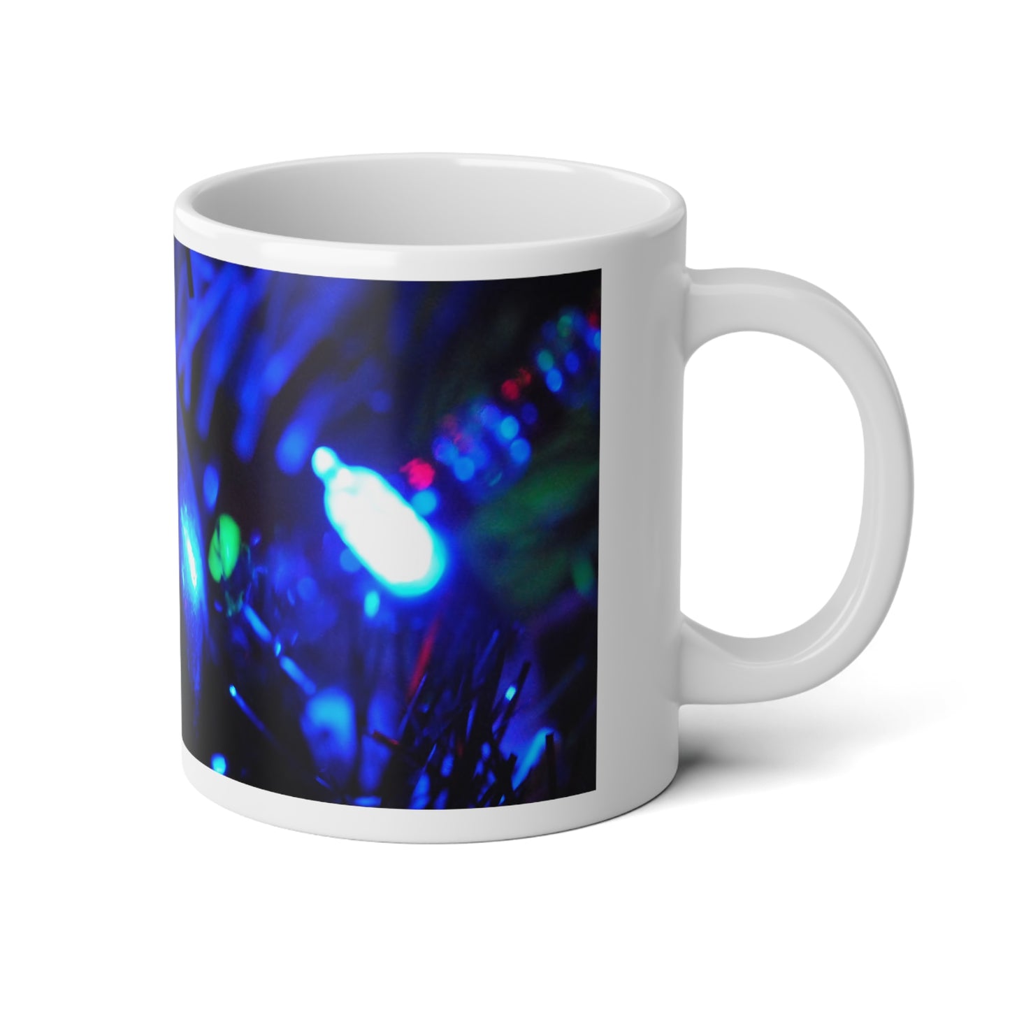 20oz Jumbo Mug — Blue Bokeh Holiday Lights Coffee Cup