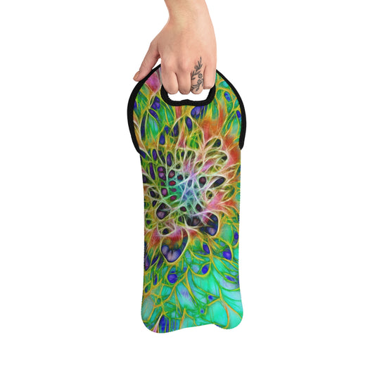 Abstract Peacock Chrysanthemum Wine Tote Bag