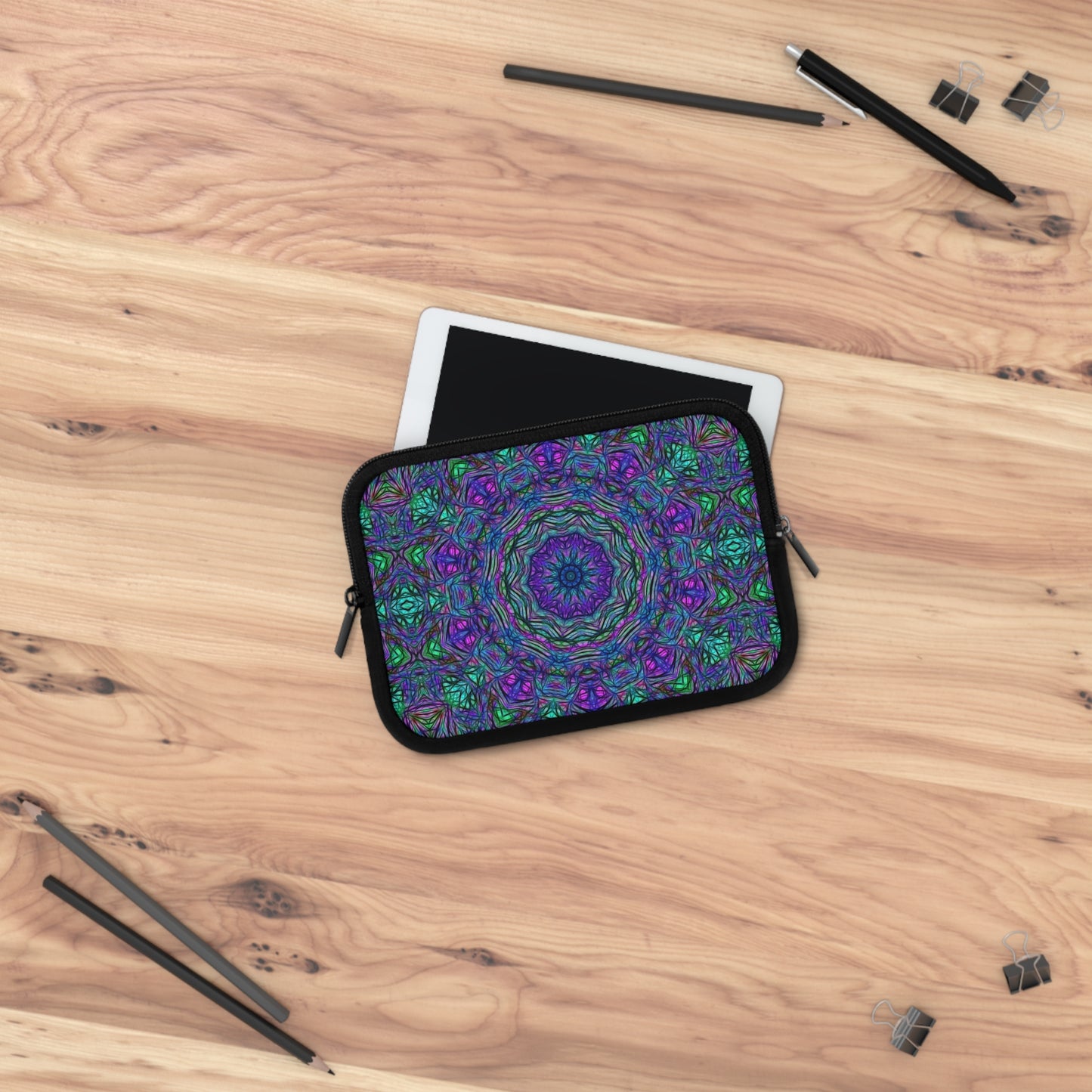 Blue Green Purple Kaleidoscope Laptop Sleeve