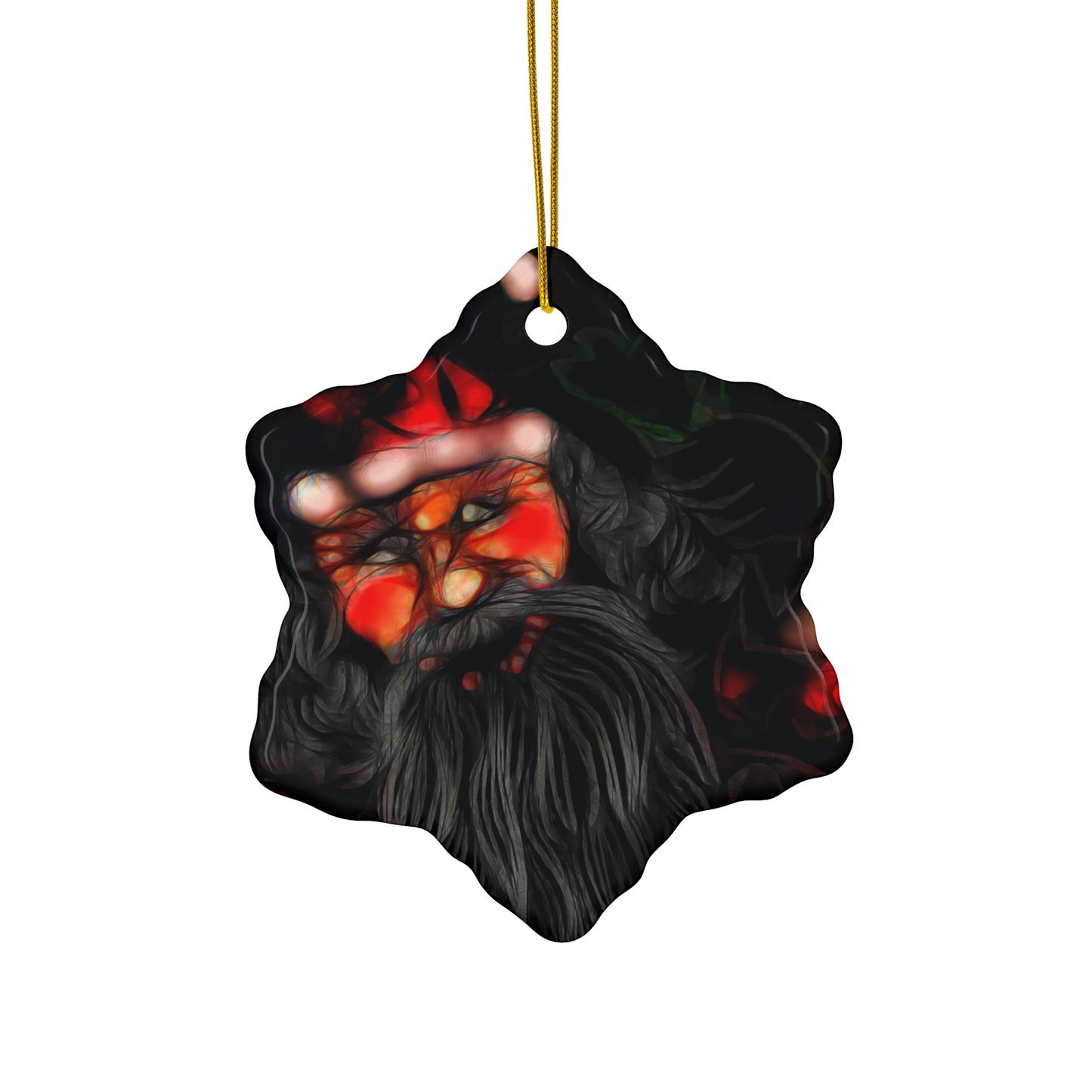 Star-Shaped Ceramic Ornament – Santa Holiday Decoration