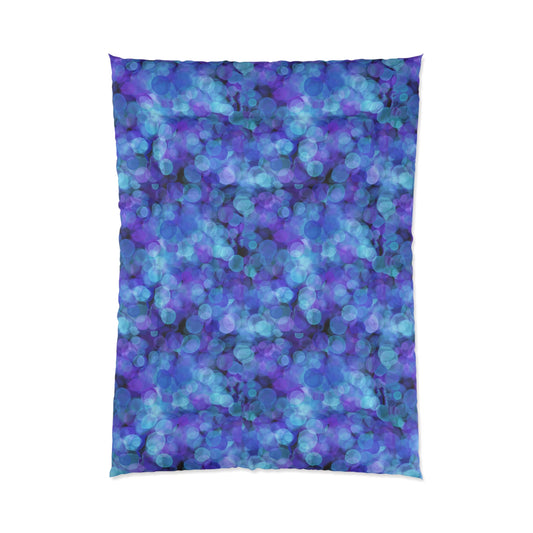 Blue Purple Bokeh Comforter - Abstract Watercolor Light Pattern Bedding