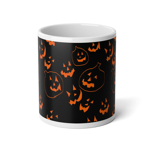 Jack O Lanterns Jumbo Mug with Pumpkins, Spooky Coffee Cup, 20oz Trick or Treat Mug, Unique Halloween Gift, Autumn Drinkware