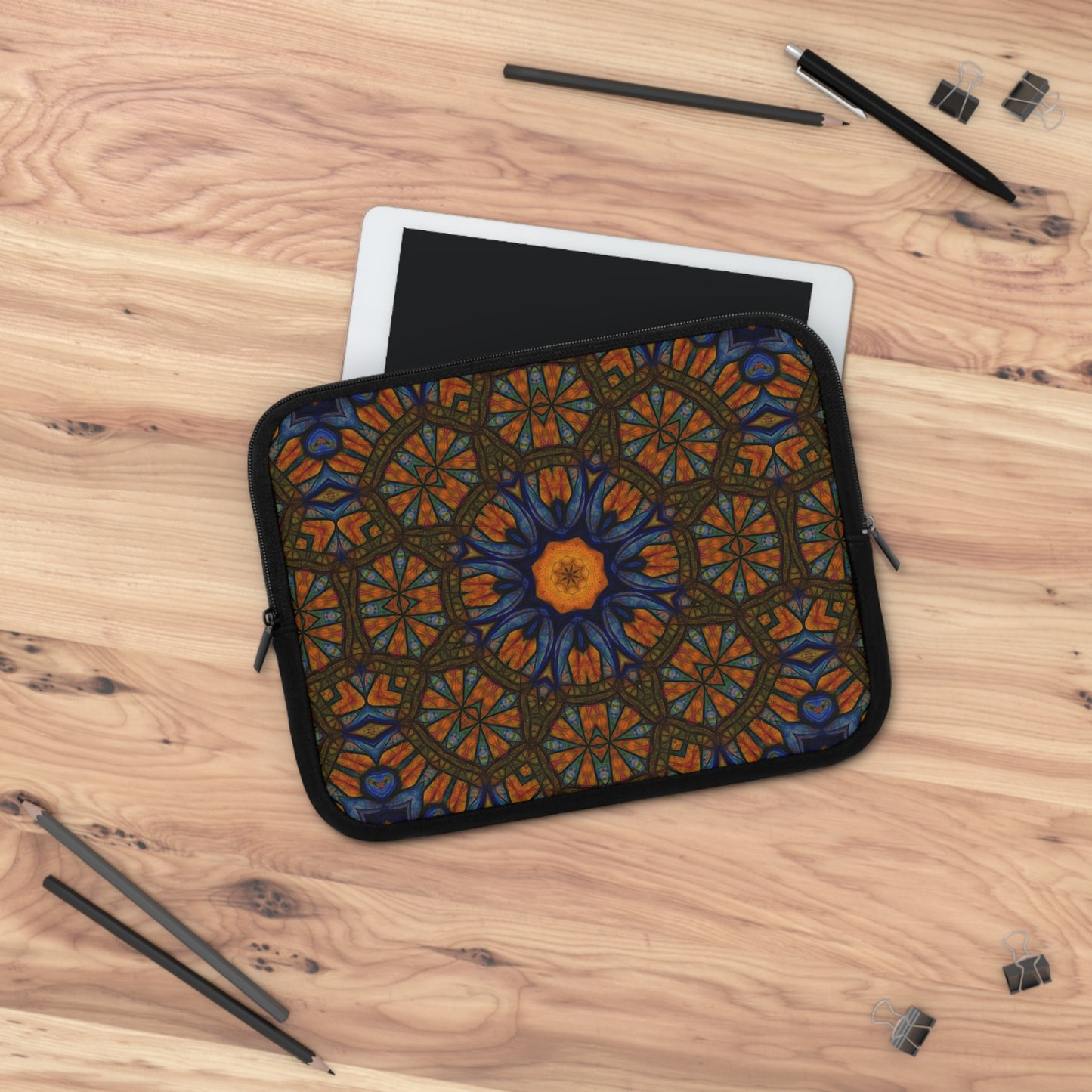 Blue Orange Sketchy Kaleidoscope Laptop Sleeve