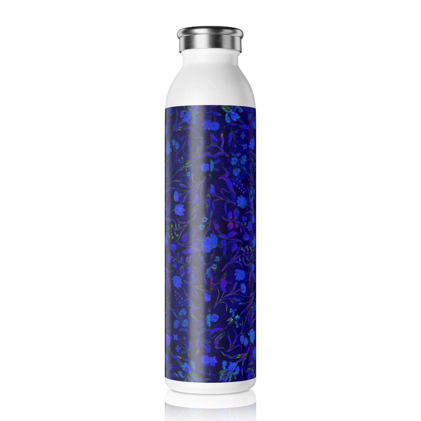 Blue Medieval Flowers Slim Water Bottle , Eco-Friendly Hydration, Perfect Gift for Nature Lovers, Yoga, Travel, Sports