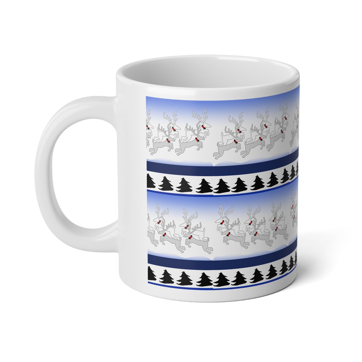 20oz Christmas Reindeer Jumbo Mug — Festive Holiday Morning Coffee Cup