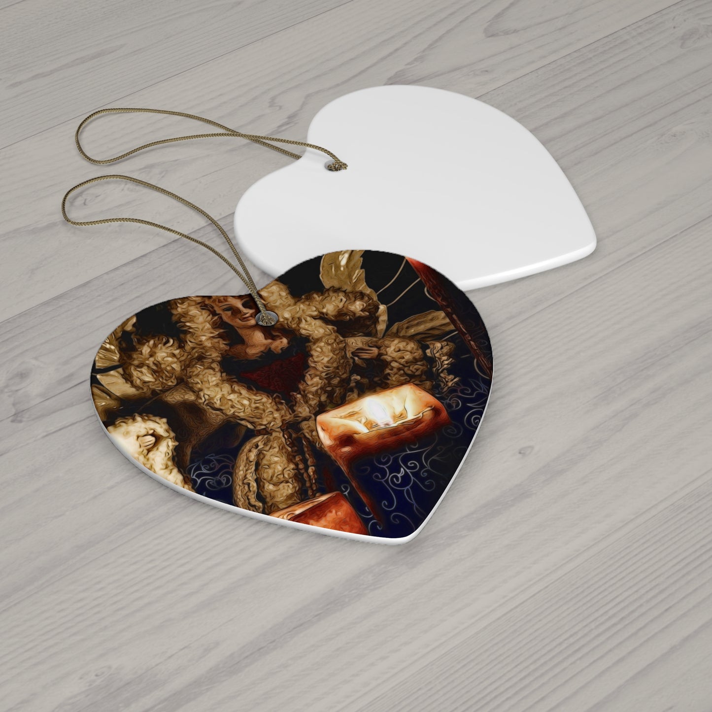 Ceramic Ornament — Christmas Angel With Candles Holiday Decoration