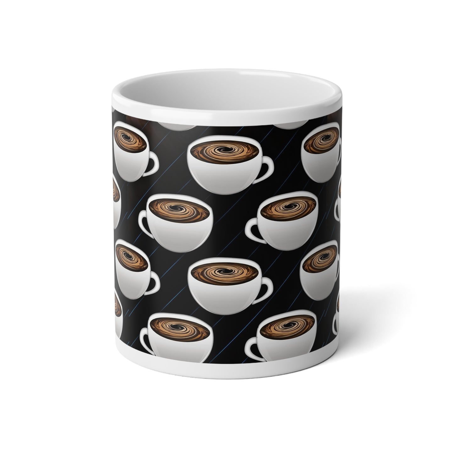 Repeating Coffee Cup Jumbo Coffee Mug, 20oz - Perfect for Home, Office, Gifts, Birthdays, Coffee Lovers & Snuggle Sessions