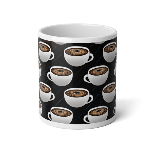 Repeating Coffee Cup Jumbo Coffee Mug, 20oz - Perfect for Home, Office, Gifts, Birthdays, Coffee Lovers & Snuggle Sessions