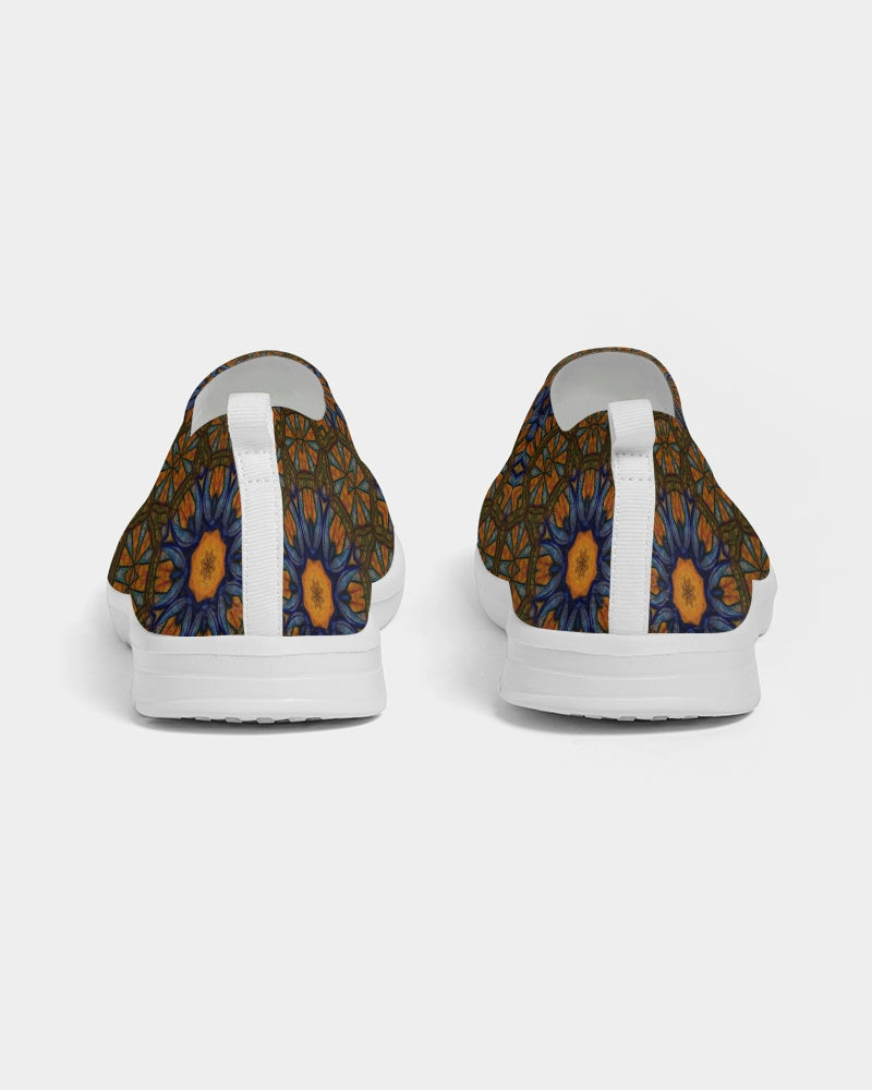Blue and Yellow Sketch Kaleidoscope  Women's Slip-On Flyknit Shoe