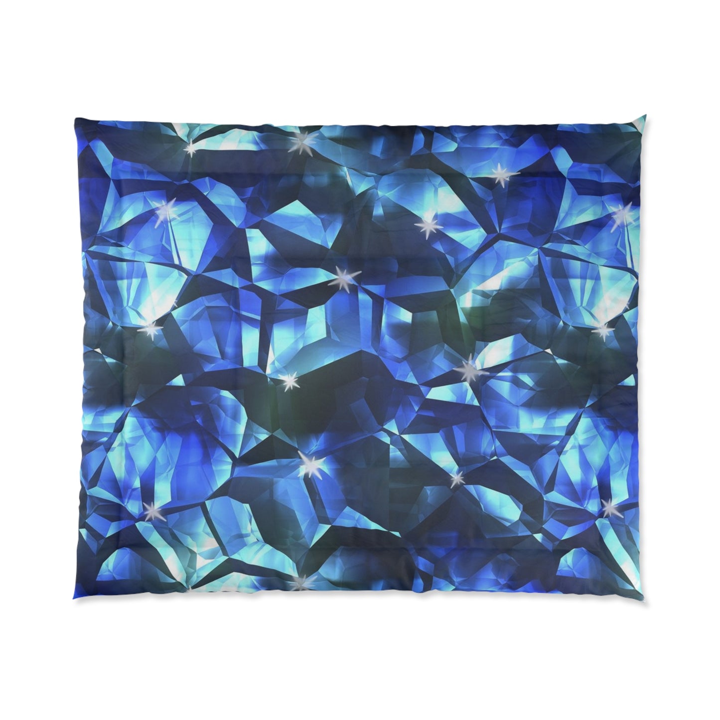 Blue Facet Gem Comforter – Abstract Crystal Pattern Bedding