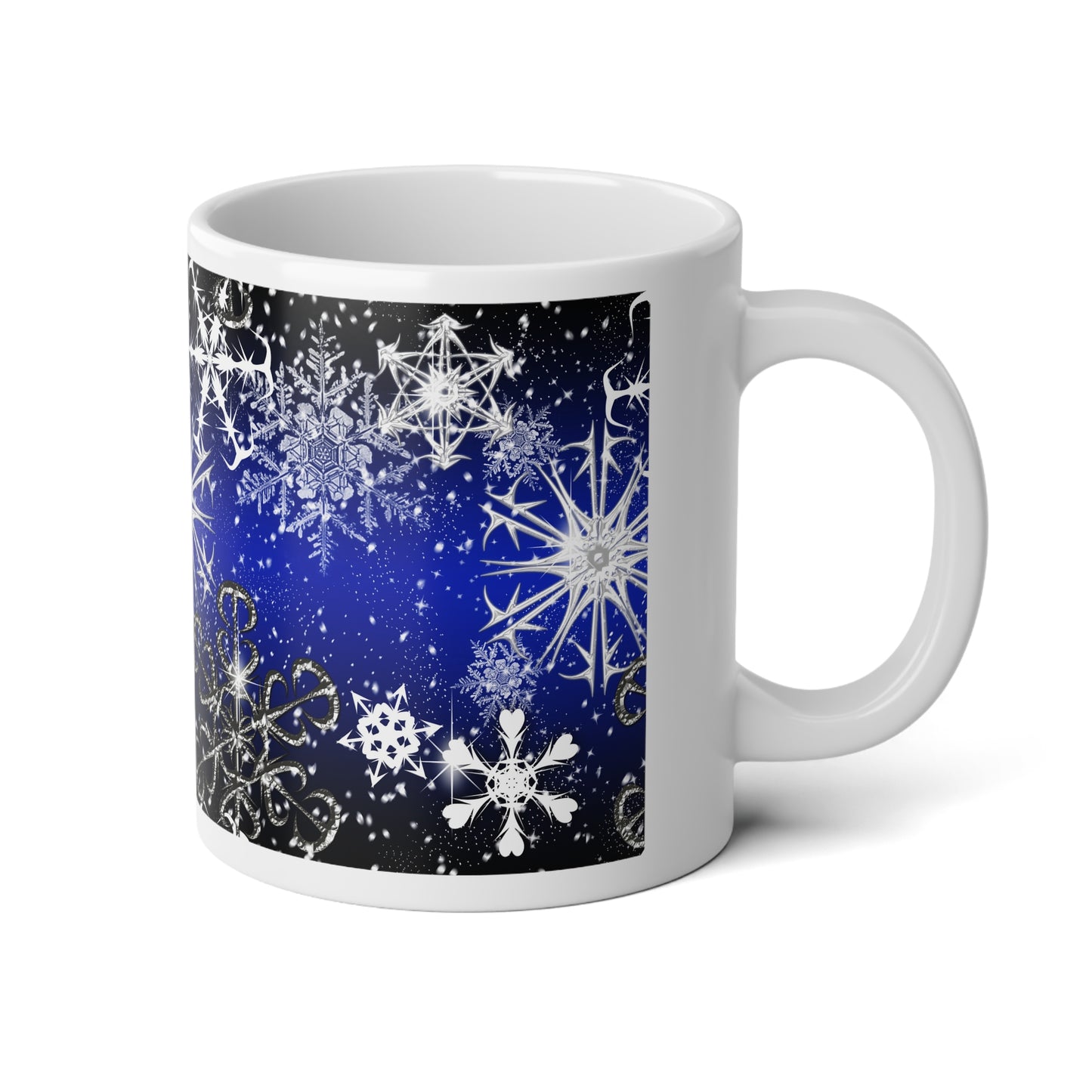 20oz Jumbo Mug — Blue Night Snowflake Winter Coffee Cup