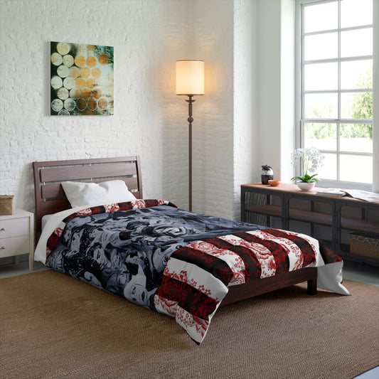 Silents With Striped Roses Comforter