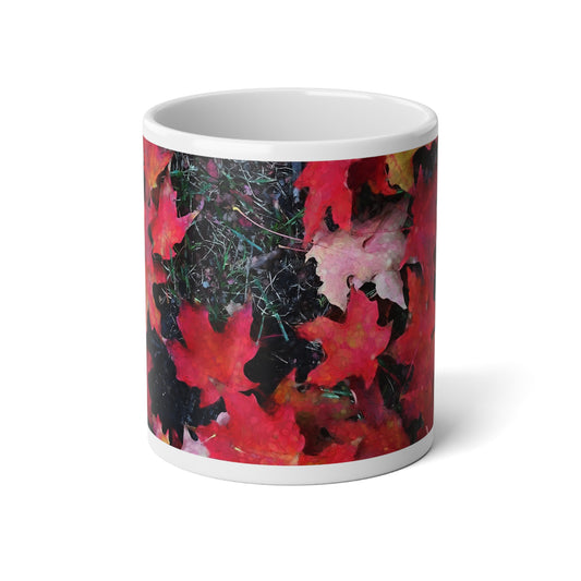 Maple Leaves 5 Jumbo Mug, Cozy Fall Drinkware, 20oz Coffee Cup, Seasonal Home Décor, Ideal for Thanksgiving and Fall Gatherings