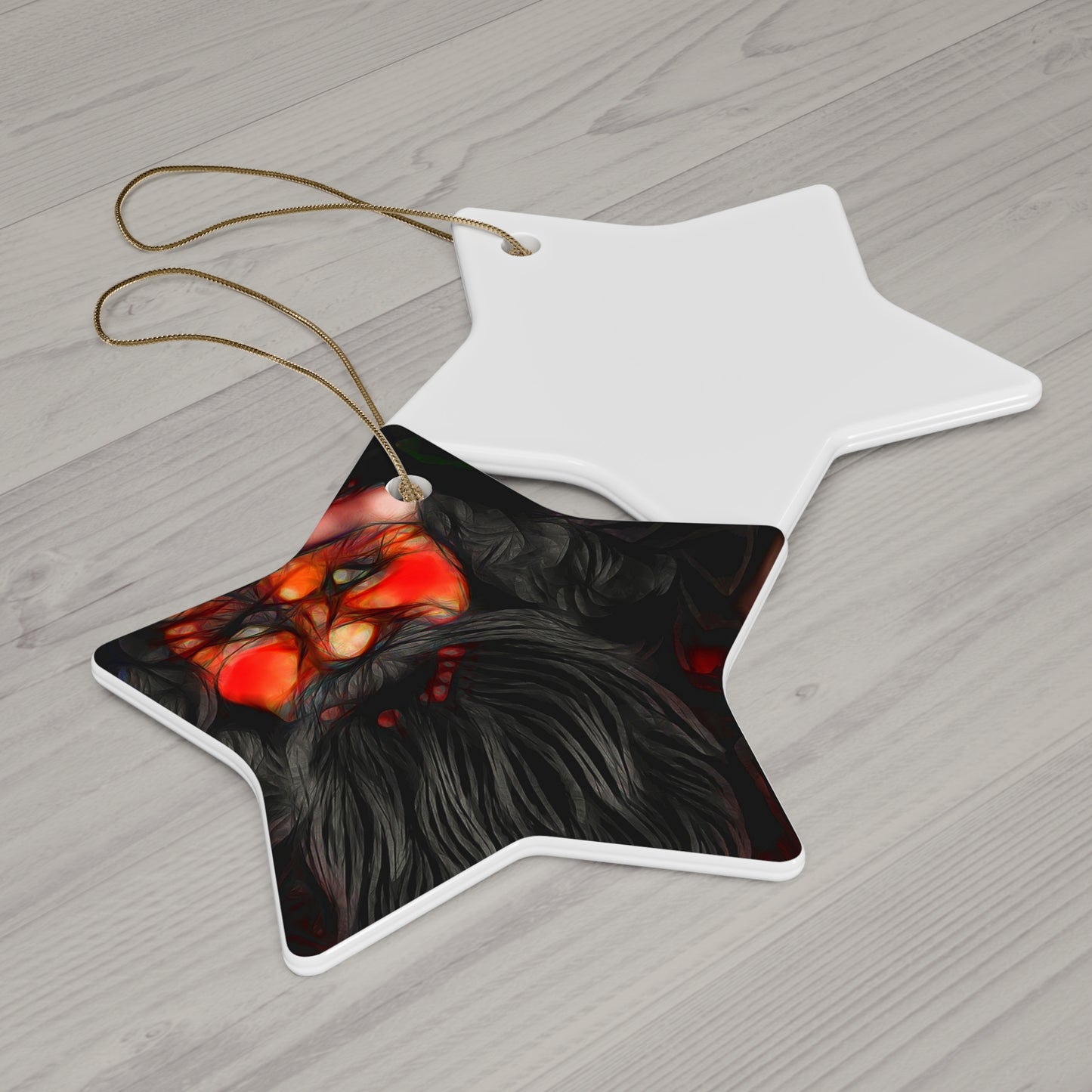 Star-Shaped Ceramic Ornament – Santa Holiday Decoration
