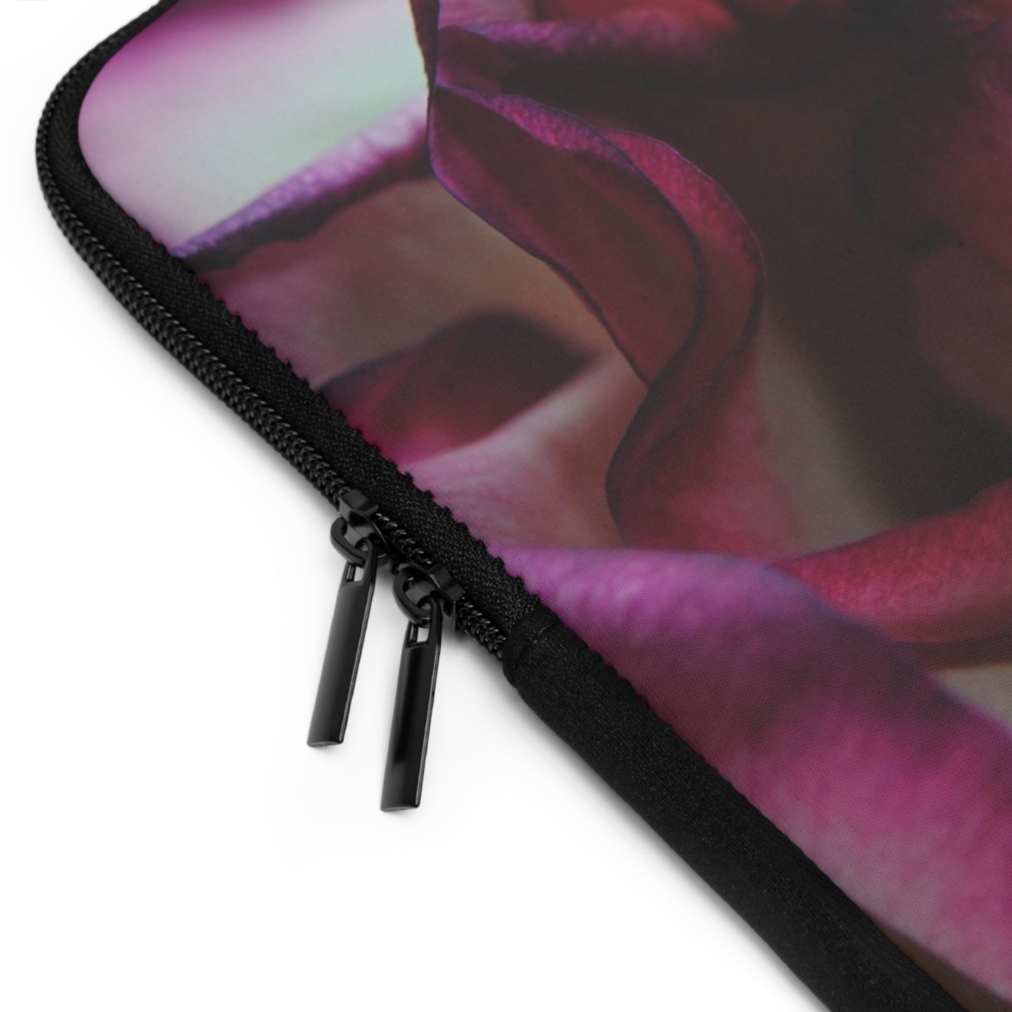 Pink Lined White Rose Laptop Sleeve