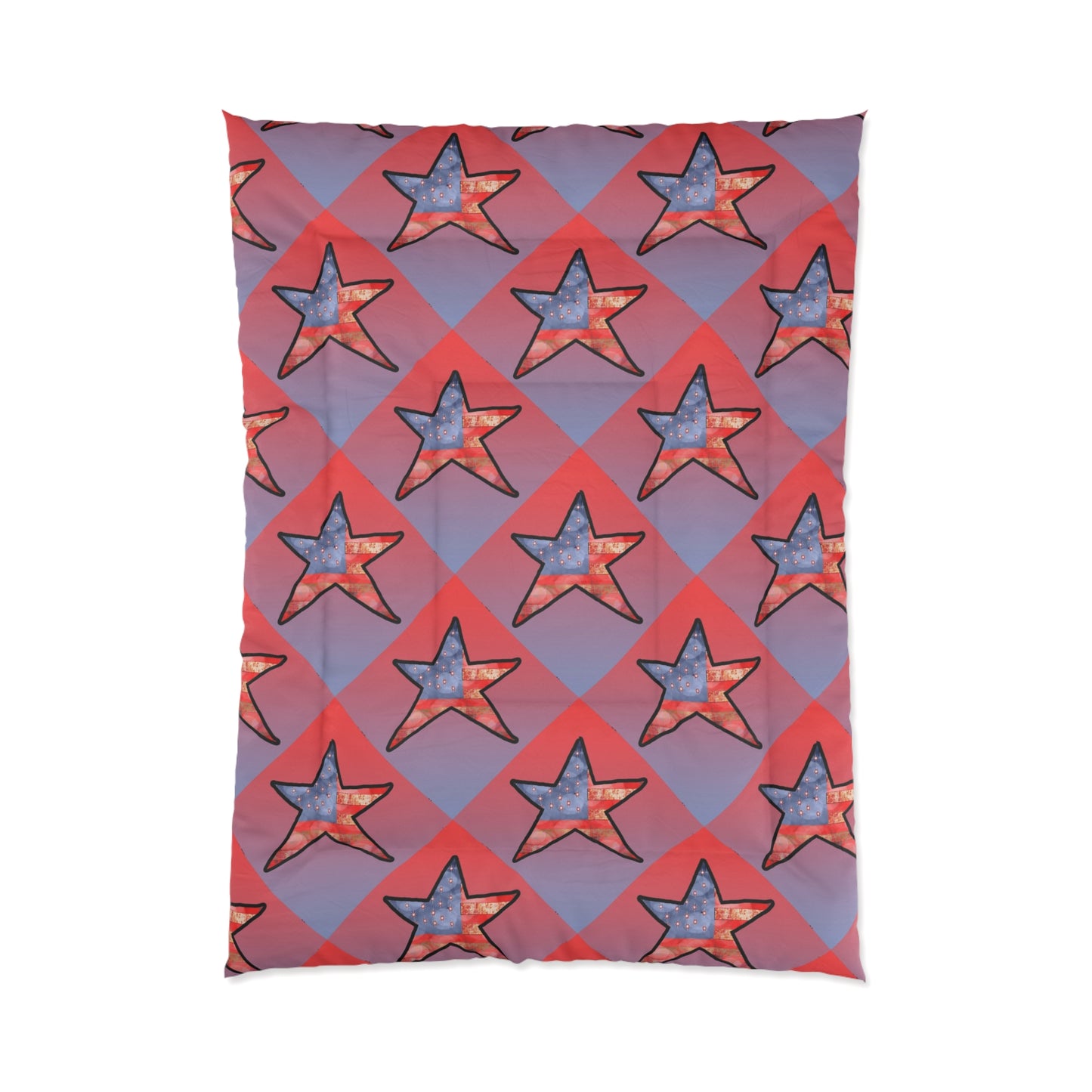 Starburst Geo Comforter — American Flag Star Pattern Bedding