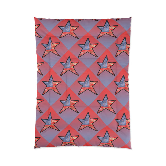 Starburst Geo Comforter — American Flag Star Pattern Bedding