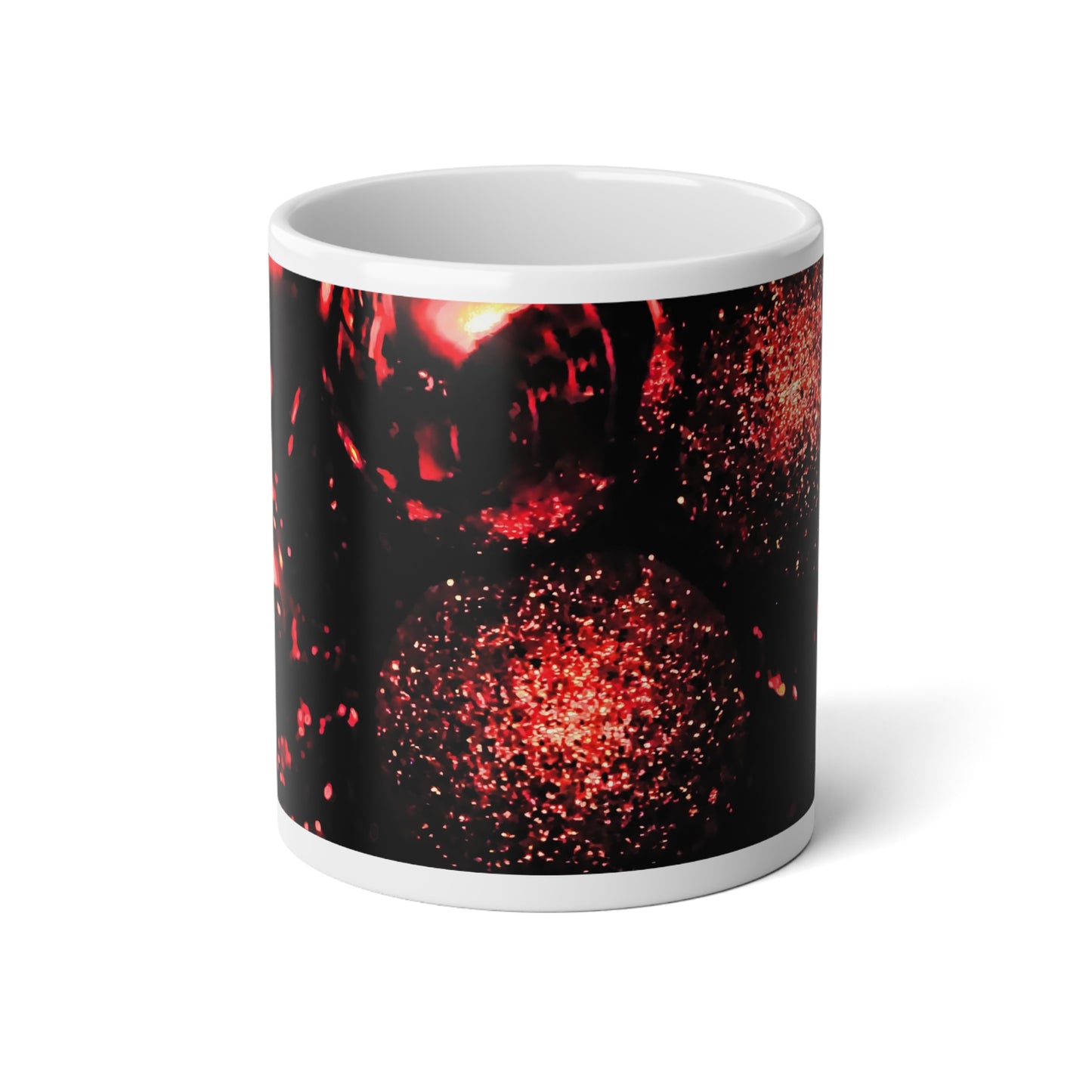 20oz Jumbo Mug — Red Glitter Bokeh Nightscape