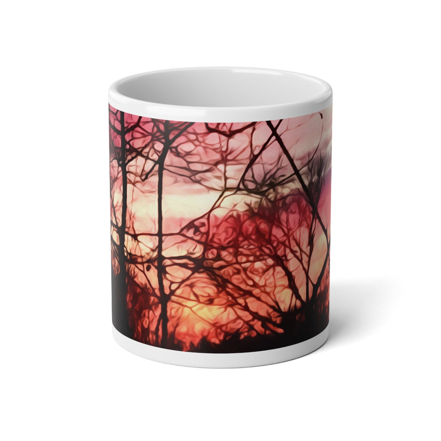 October Sunset Jumbo Mug, Bold Coffee Cup for Nature Lovers, Oversized Mug for Warm Beverages, Gift for Outdoor Enthusiasts, Cozy Vibe