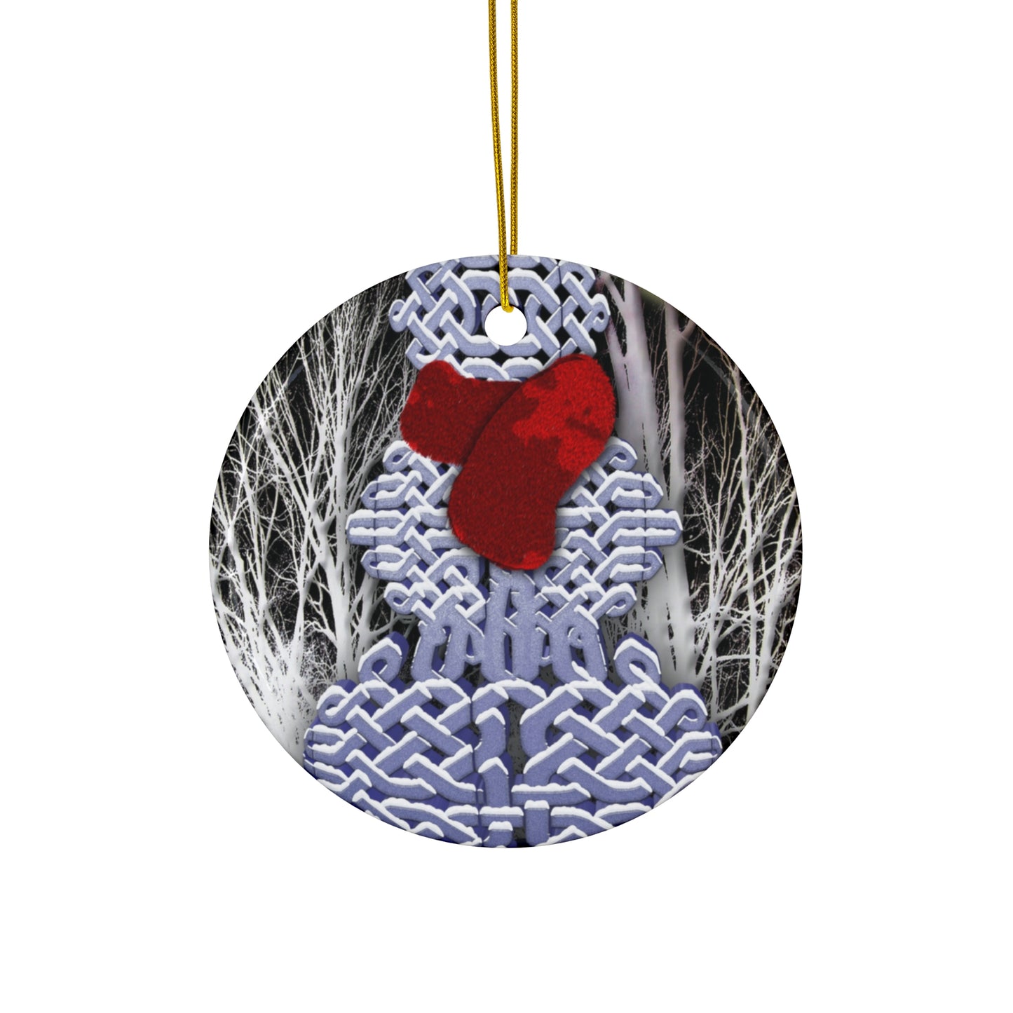 Star Ceramic Ornament Celtic Knot Snowman — Holiday Christmas Tree Decoration