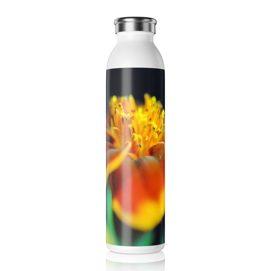 Marigold With Pollen Slim Water Bottle | Eco-Friendly Hydration, Gift for Nature Lovers, Gym Essential, Summer Accessories