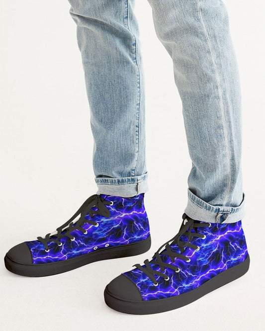 Blue Lightning Men's Hightop Canvas Shoe - Black