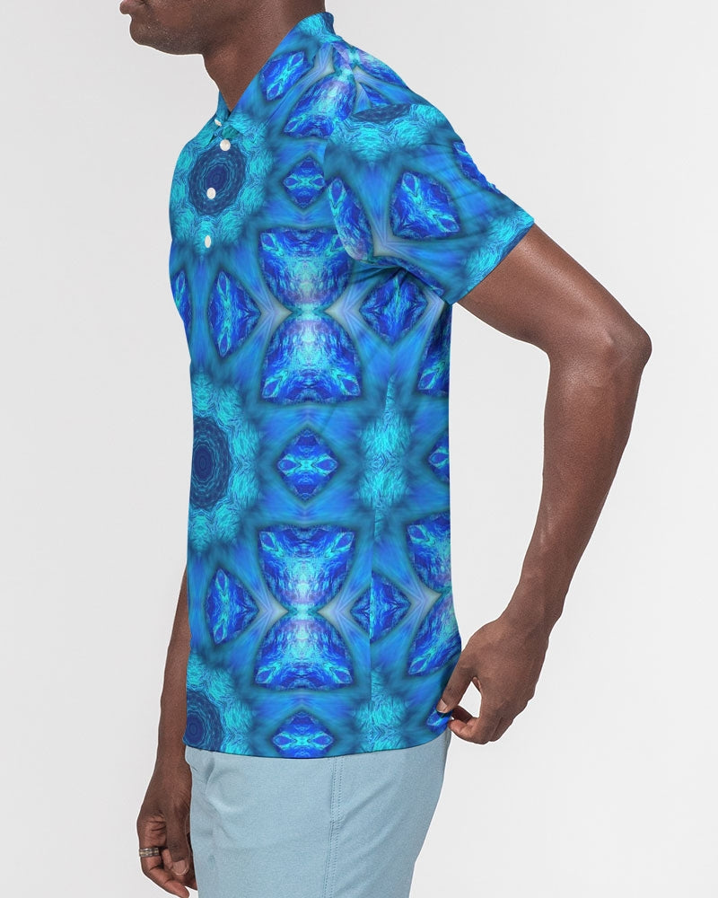 Blue Ocean Kaleidoscope Men's All-Over Print Slim Fit Short Sleeve Polo