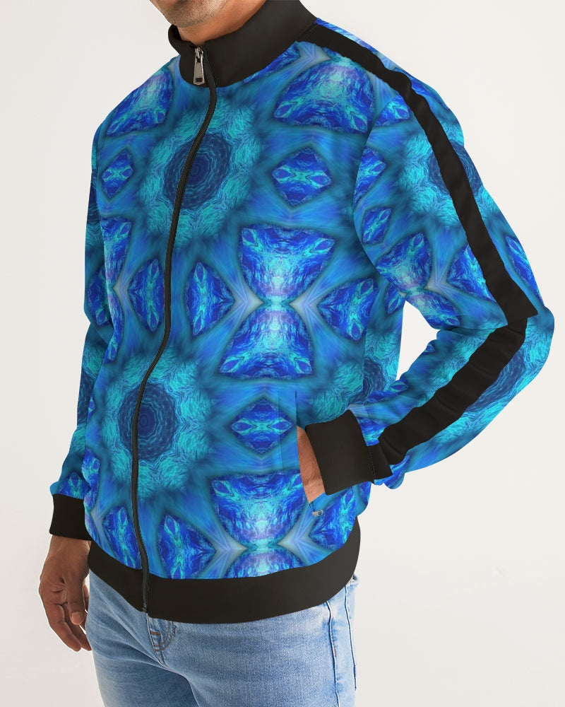 Blue Ocean Kaleidoscope Men's All-Over Print Stripe Sleeve Track Jacket