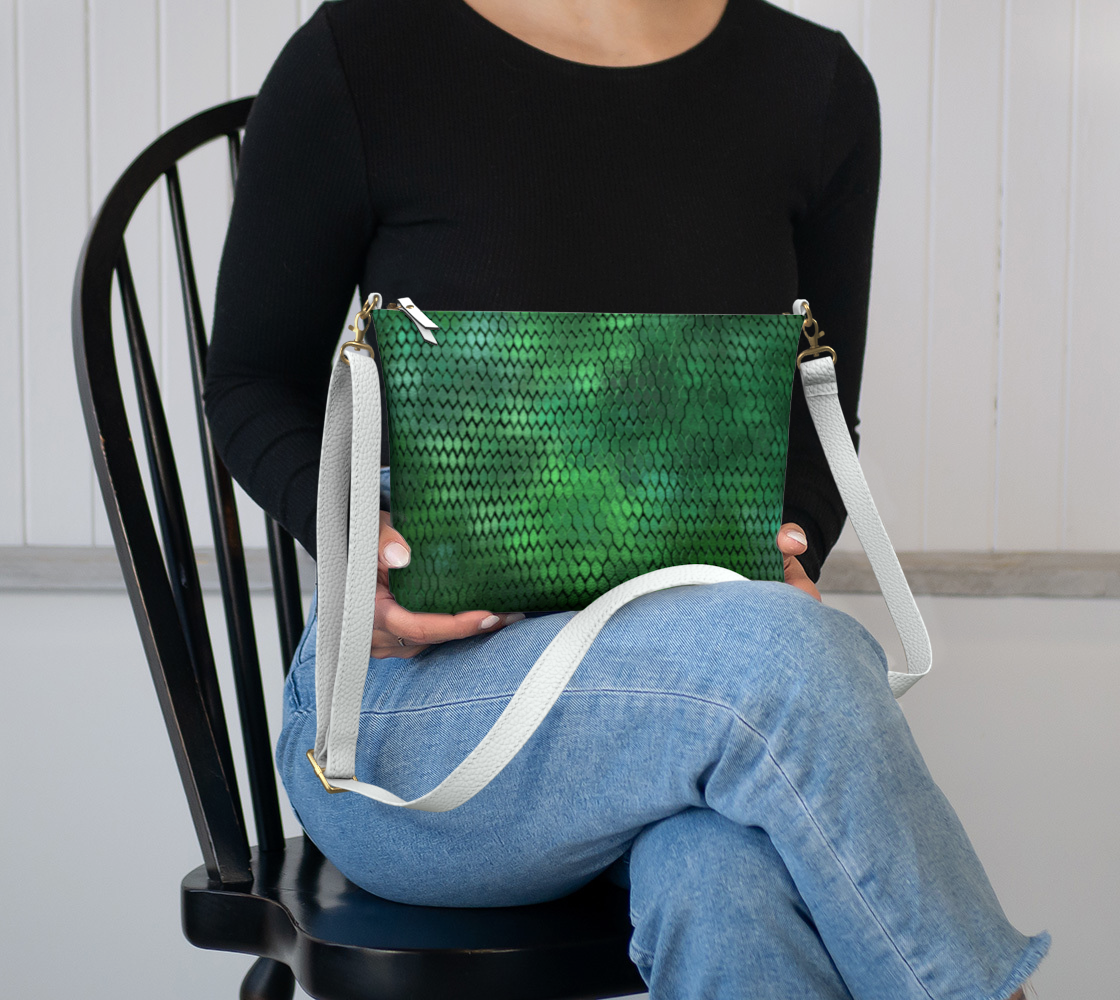 Green Dragon Scales Vegan Crossbody Purse