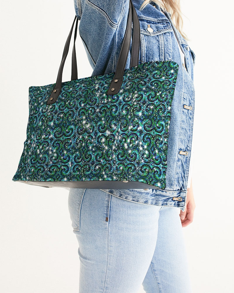 Blue Ice Sparkle Swirl Stylish Tote