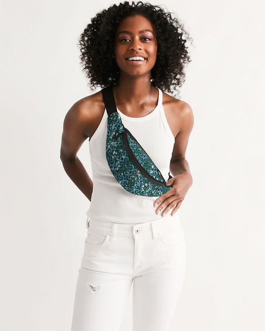 Blue Ice Sparkle Swirl Crossbody Sling Bag