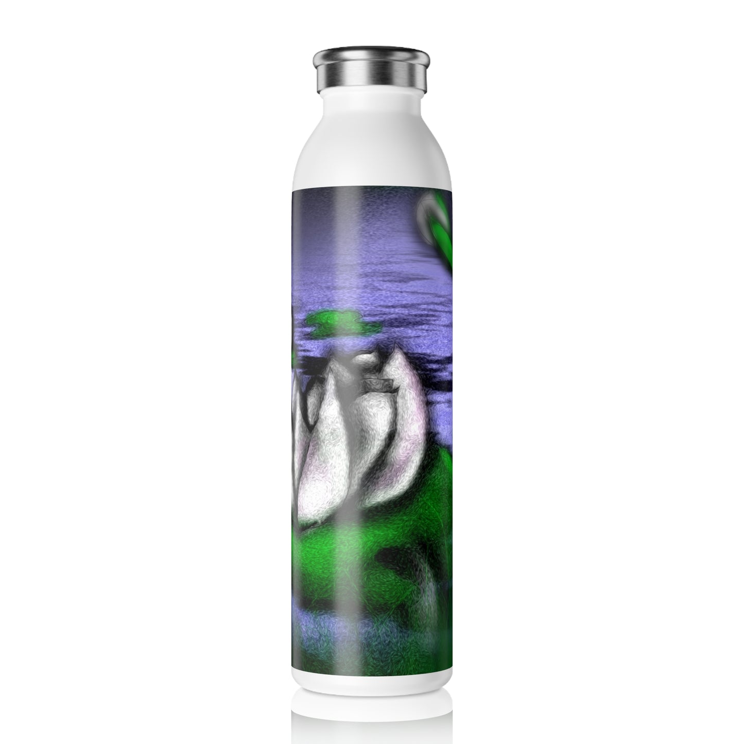 Slim Water Bottle with Artistic Lotus Design | Eco-Friendly Hydration | Travel, Gym, Yoga, Gift Ideas, Floral Decor