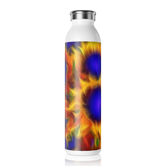 Neon Sunflower Slim Water Bottle, Eco-Friendly Drink Container, Hydration Bottle, Colorful Fitness Accessory, Reusable Travel Mug