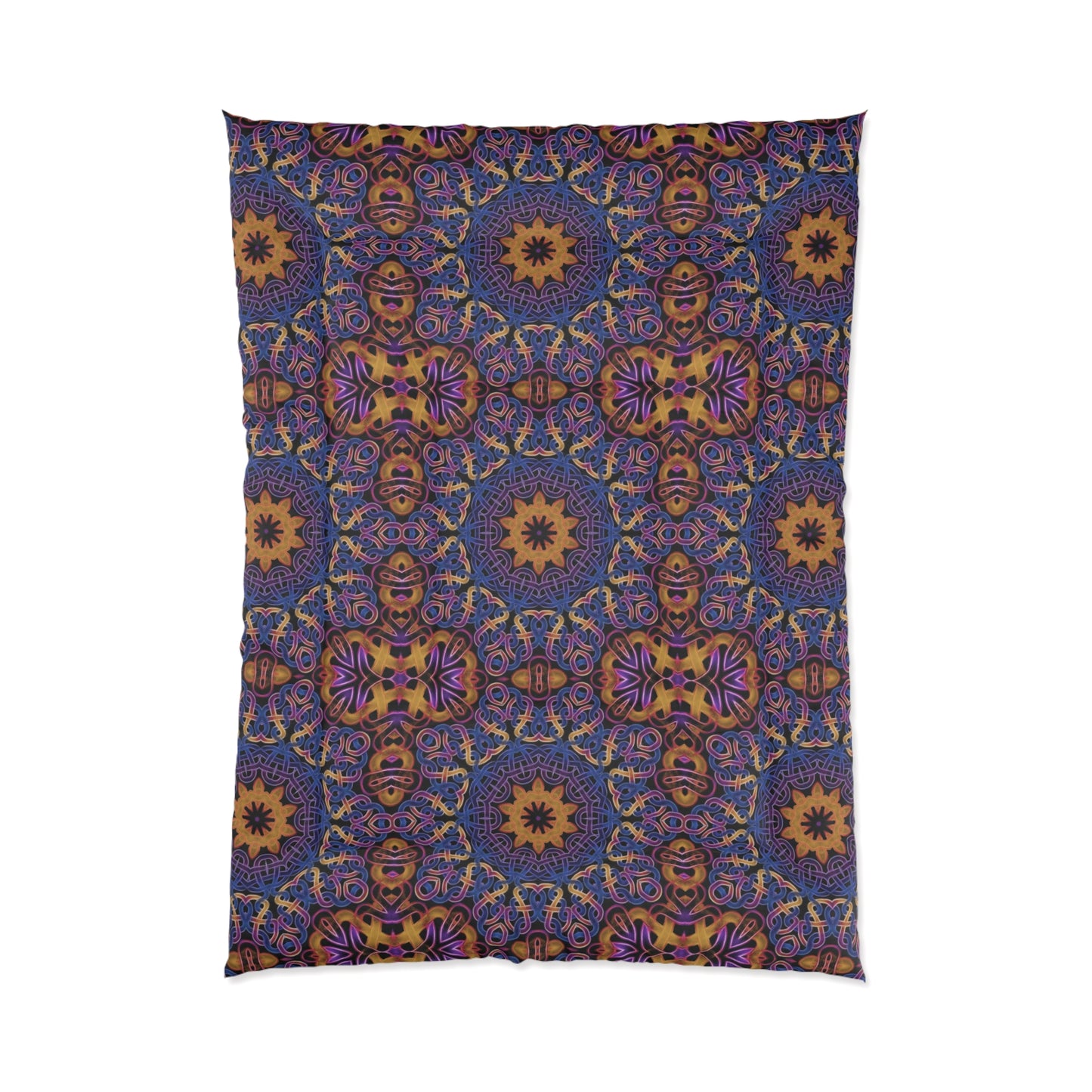 Bohemian Celtic Purple Kaleidoscope Comforter – Floral Mandala Bedspread