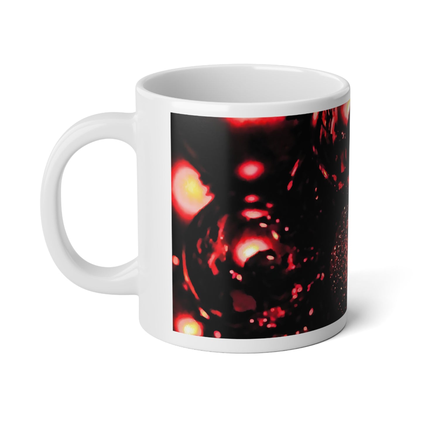 20oz Jumbo Mug — Red Glitter Bokeh Nightscape