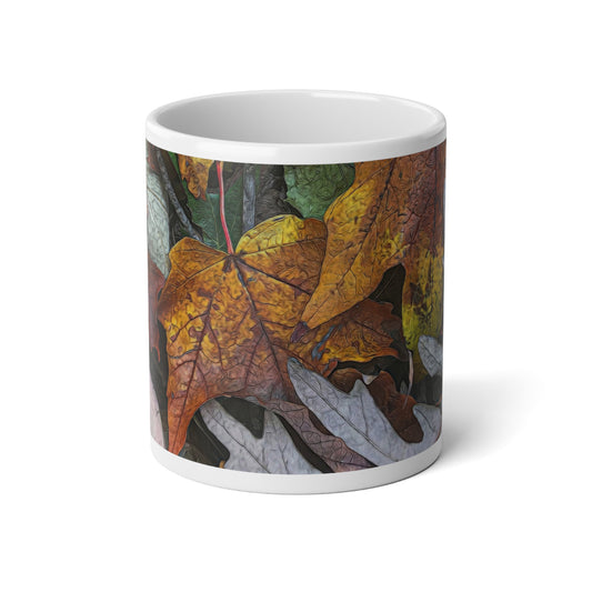 Mid October Leaves 3 Jumbo Mug, 20oz - Perfect for Coffee Lovers, Fall Decor, Thanksgiving Gift, Cozy Vibes, Rustic Home