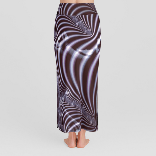 Black and White Spiral Fractal High Waist Skirt