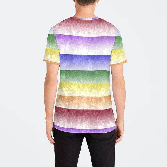 Rainbow Gradient Stripes Mens Velvet Tee