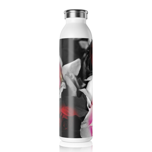 Black and White Roses Slim Water Bottle | Insulated Drink Container for Sports, Travel, Gifts, Home Decor, Eco-Friendly Lifestyle